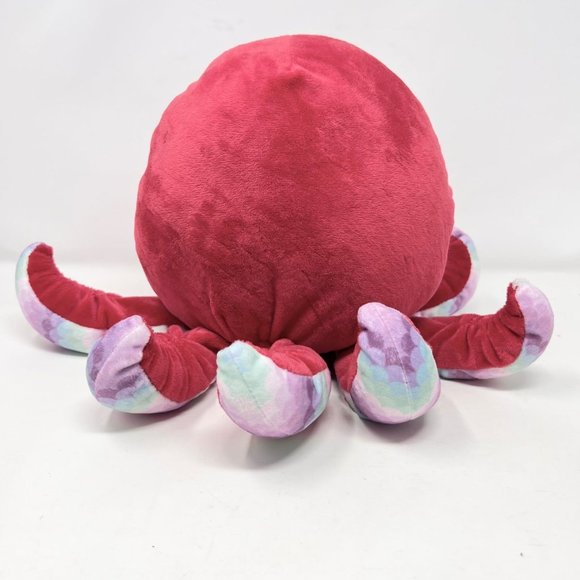 Red Octopus HugFun Plush Multicolor Tentacles 12" Blue Heart - Free Shipping - Picture 3 of 7